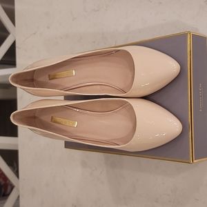 Louise et Cie Lo-landon Sz 9 sheer pink patent leather hexagon block heel NEW